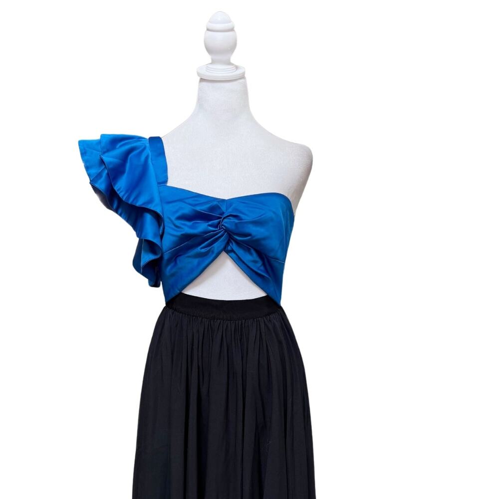 Amur Cleopatra Pleated Midi Dress 2 Blue Black - Picture 4 of 7